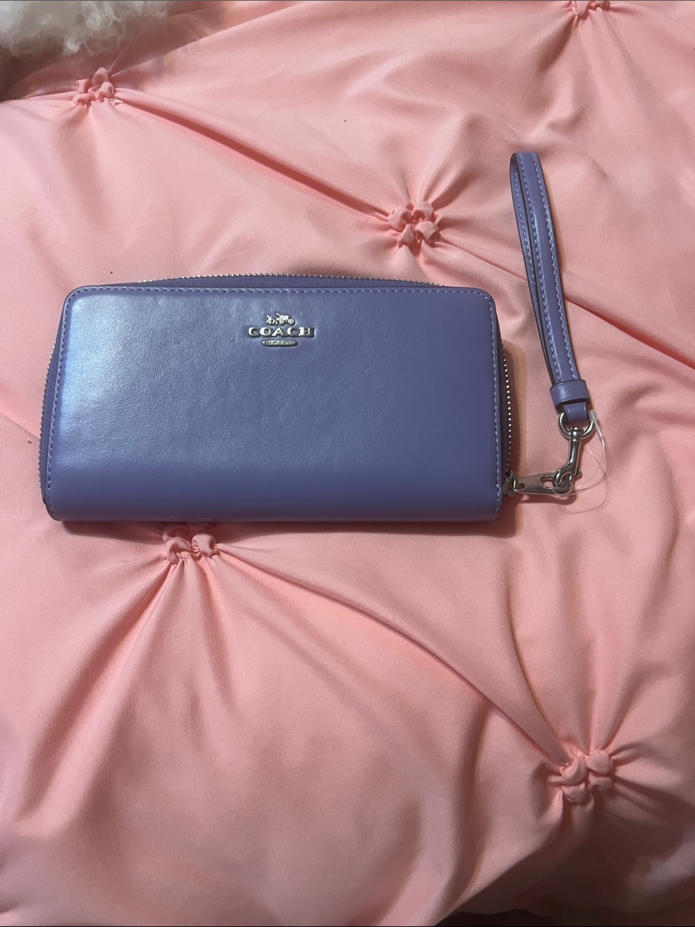 Coach Purple Leather Zip Wristlet Wallet